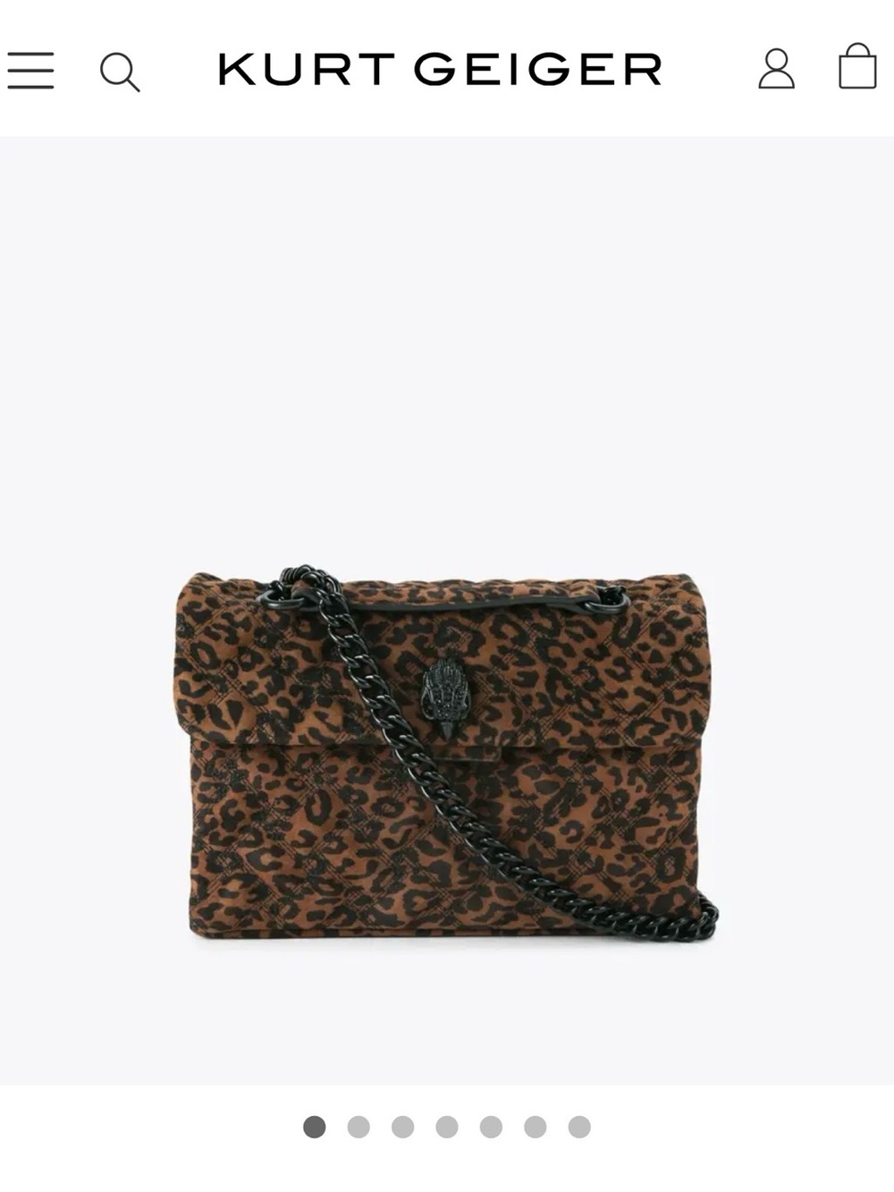Kurt Geiger Brown Leopard Print Chain Crossbody Bag